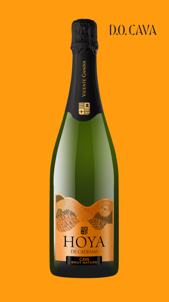 Hoya de cadenas Cava Brut Nature botella fondo