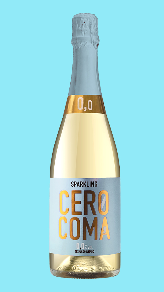 cero coma espumoso desalcoholizado botella con fondo