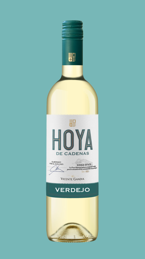 vino blanco verdejo hoya de cadenas botella con fondo